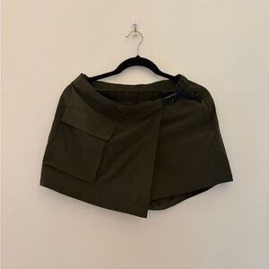 Olive Green Wrap Skirt with Pocket